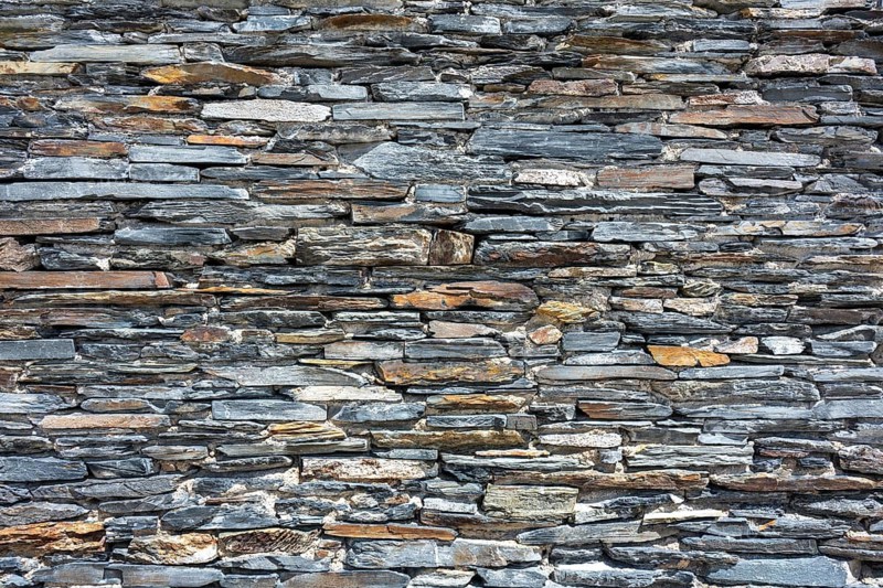 Masonry stones made of slate tiles, Angers, Maine-et-Loire department, Pays de la Loire region, France