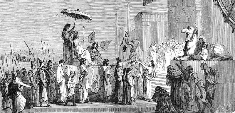 Cover of the chapter The Preacher Solomon, Solomon, Happiness, Man, Earthly Wisdom, Vanity, Palace, King, Entourage, Crowd, People, Servant, Priest, Guardian, New Testament, Bible, Historical Illustration 1877