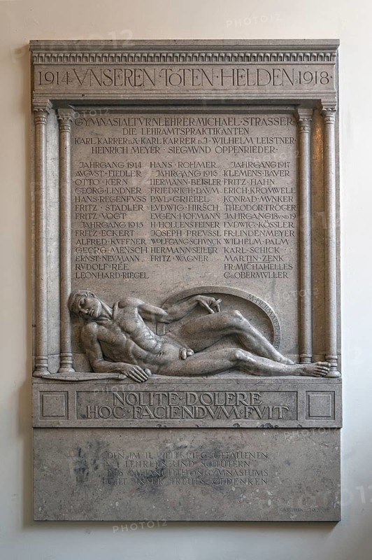 Roll of honour for the fallen of the First World War 1914 to 1918, Melanchton Gymnasium, Nuremberg, Middle Franconia, Bavaria, Germany
