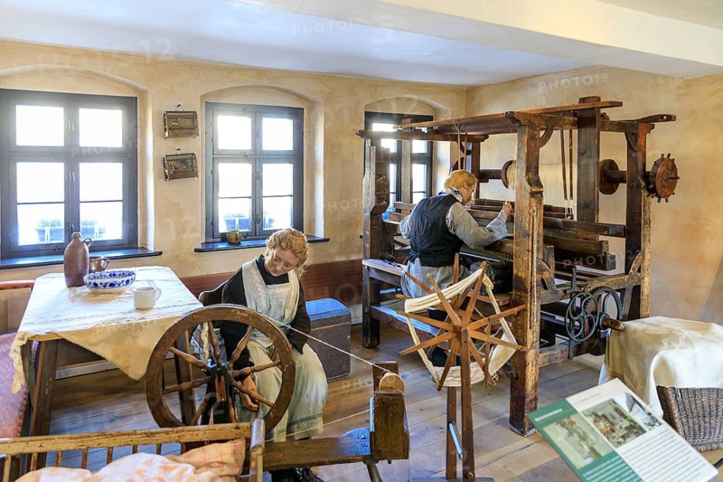 Exhibition room of the Weberstube in the Karl May House, birthplace and museum, Hohenstein-Ernstthal, Saxony, Germany