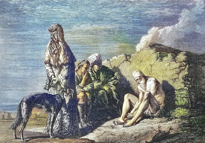 The Sorrows of Job or Job, Biblical Story, 1869, France, Historical, digitally restored reproduction of an original 19th century original, exact original date unknown