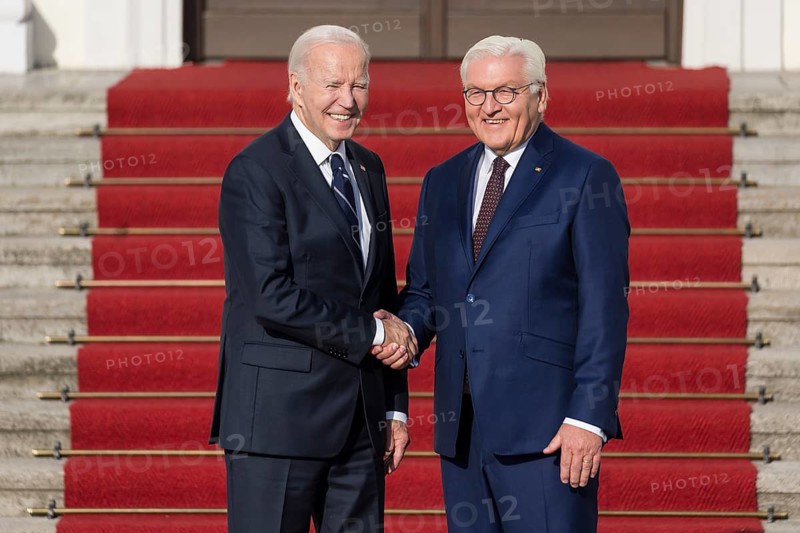 Joe Biden (46th President of the United States) is received by Frank-Walter Steinmeier (President of the Federal Republic of Germany) at Bellevue Palace, Berlin, 18 October 2024