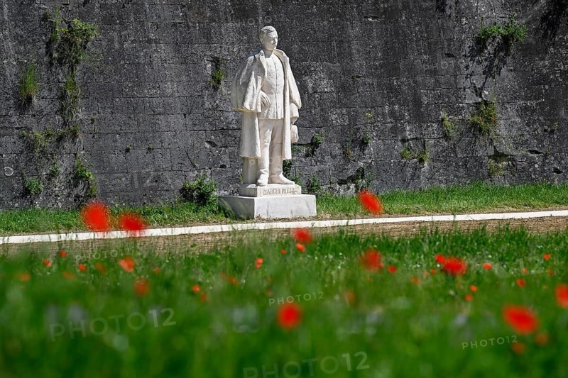 Statue of Jean-Auguste Margueritte (1823-1870), French general, in front of the citadel of Verdun, Grand Est region, France