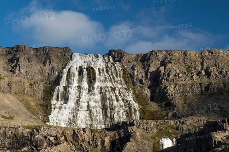 Dynjandifoss or Fjallfoss, the largest waterfall in the Westfjords, north-west Iceland, Iceland