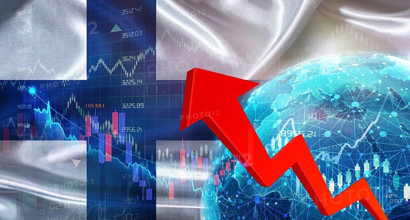 Global financial growth with Finland flag. Financial growth with Finland flag on economic background