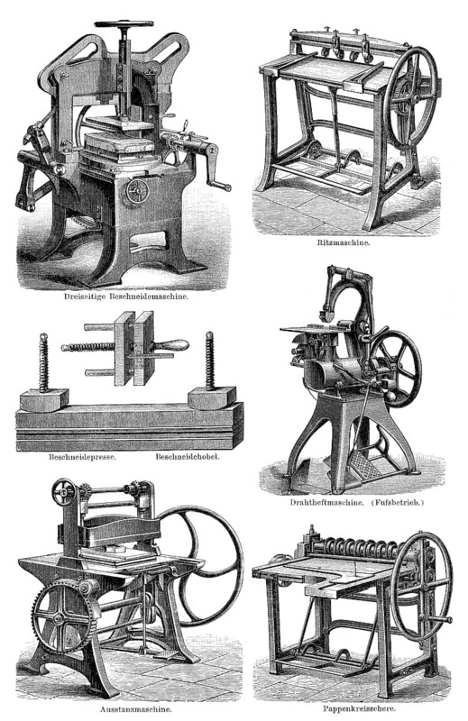 Historical book bindery, 19th century