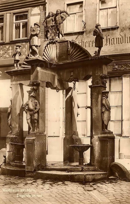 Historical postcard, picture postcard, Engelsbrunnen in Wertheim am Main, Baden-Württemberg, Germany, digitally enhanced reproduction of an original from around 1900, picture postcard