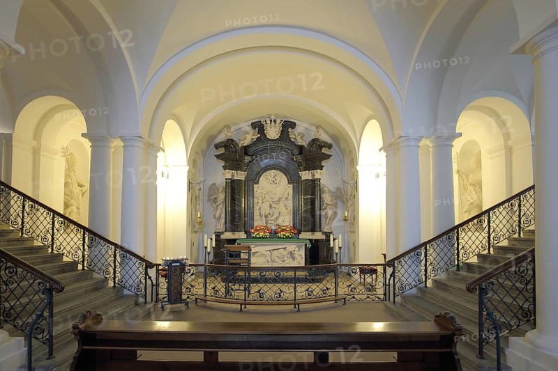 Interior view of the crypt with the tomb of St. Boniface, Cathedral, St. Salvator, Fulda, Hesse, Germany