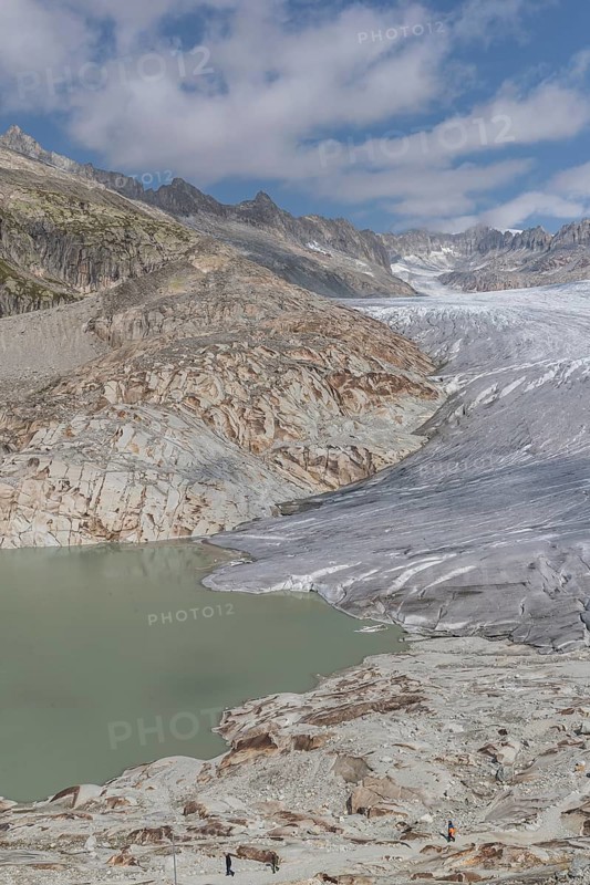 Rhone Glacier, Obergoms VS, Wallis, Switzerland. Under the white blankets is the ice grotto