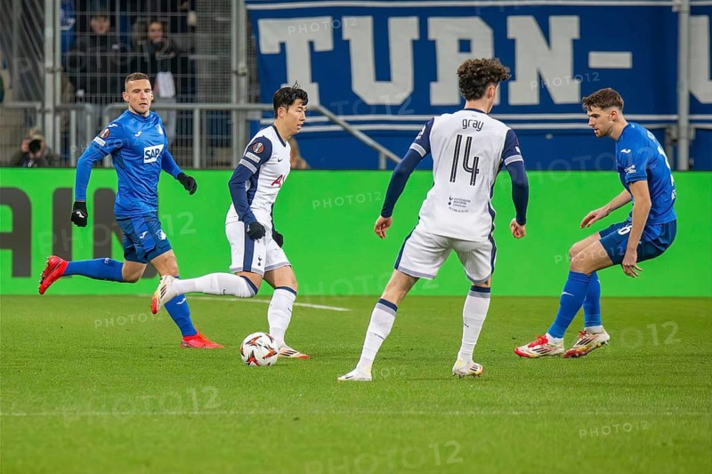 Football UEFA Europa League, 2024/25 season, matchday 7: TSG Hoffenheim v Tottenham Hotspur. On the ball: Heung-Min Son (7, Tottenham)