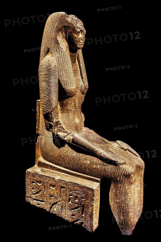 Statue of Queen Tuja from the exhibition: Ramses the Great and the Gold of the Pharaohs, Cologne, North Rhine-Westphalia, Germany