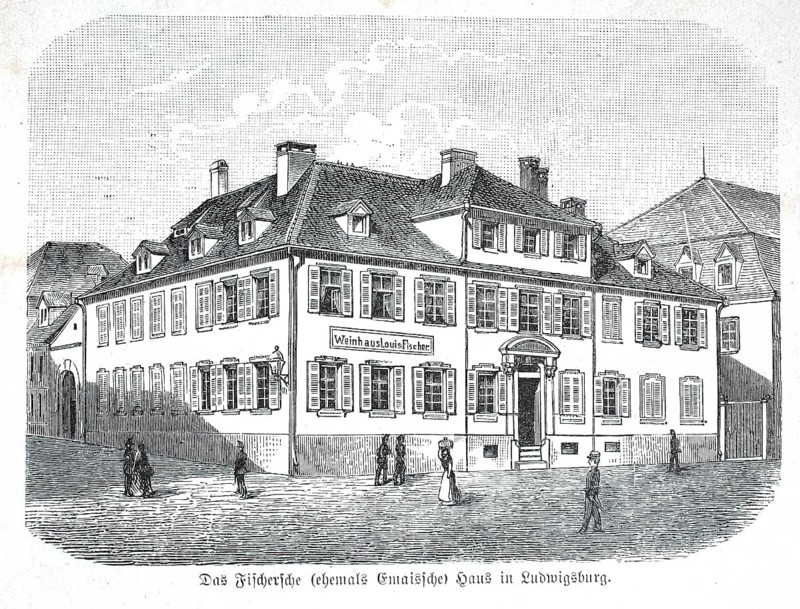 The Fischersche Haus, former skipper's house, in Ludwigsburg, Baden-Württemberg, Germany, digital reproduction of an original from the 19th century, historical