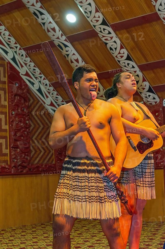 Maori welcome dance performance, Te Puia, Rotorua, Bay of Plenty, North Island, New Zealand