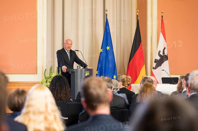 Kai Wegner, Governing Mayor of Berlin, speaks at the commemorative event organised by the Senate and Berlin House of Representatives to mark the 80th anniversary of the end of the Second World War, Berlin, 7 May 2025