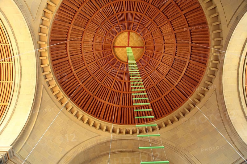 Ladder to Heaven, interior view, looking up, symbol, ladder to heaven, Ascension, rope ladder, Christ Church in Mainz, Rhineland-Palatinate, Germany