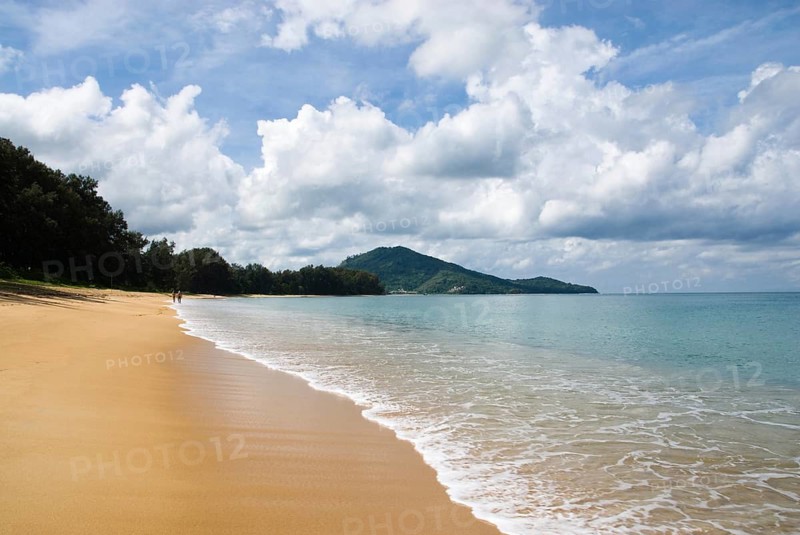 Views of the secluded Mai Khao Beach in the northwest of the Thai holiday island of Phuket