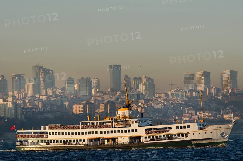 Bosporus strait, Istanbul, Turkey. March 31st 2014. Maritime shipping along the Bosporus strait between the Asian and European sides of Istanbul, Turkey