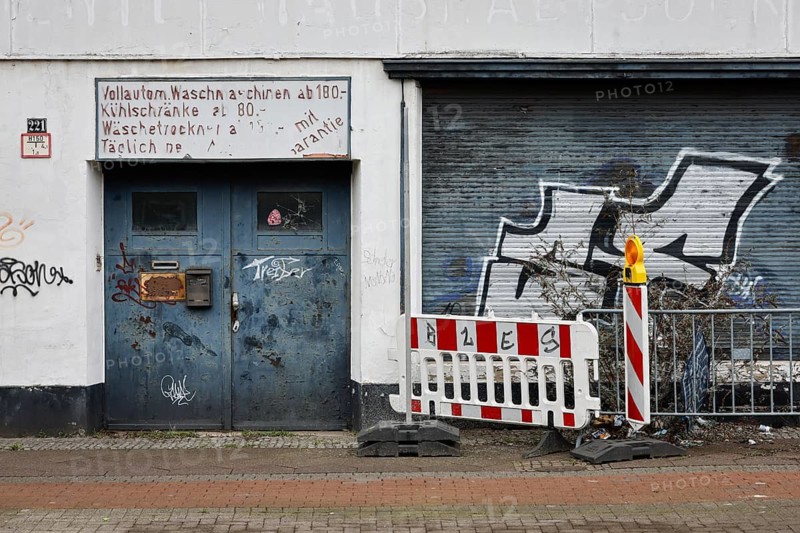 Krefeld, North Rhine-Westphalia, Germany - Vacant derelict building with graffiti
