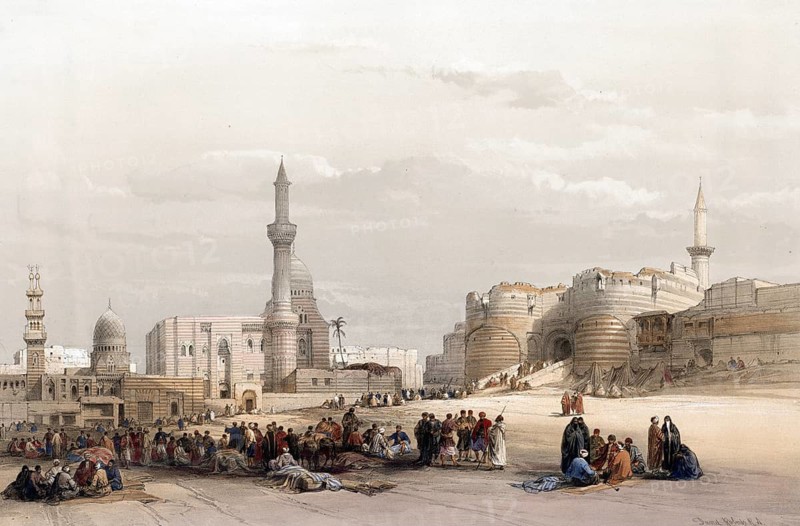 The entrance to the Citadel of Cairo, Egypt, c. 1850, Historical, digitally restored reproduction from a 19th century original, exact date unknown