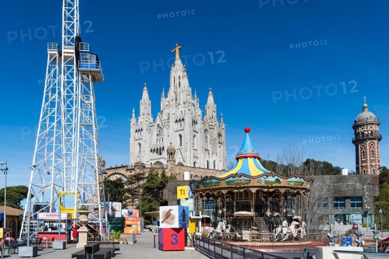 Parc d'atraccions Tibidabo amusement park in Barcelona, Spain