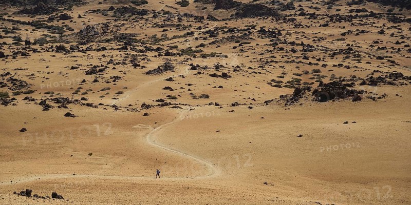 Hikers, Parque Nacional de las Canadas del Teide, Teide National Park, UNESCO World Heritage Site, Tenerife, Canary Islands, Spain