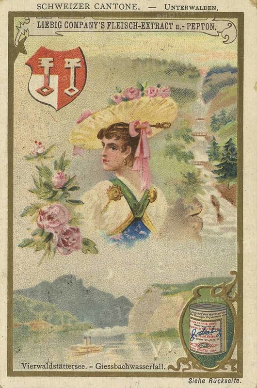 Picture series Swiss cantons, Lake Lucerne and the canton of Unterwalden in Switzerland, favorite picture, digitally restored reproduction of a collector's painting from around 1900, exact date unknown