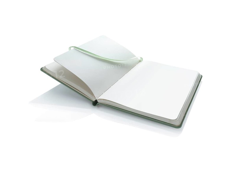 Book, consisting of blank pages in front of a white background, studio shot
