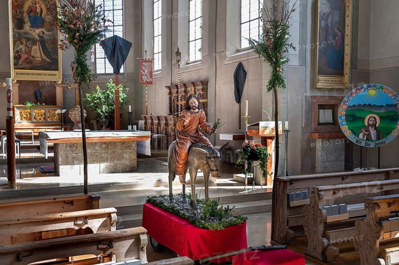 Palmesel in the parish church of St Nicholas, Oberthingau, Ostallgäu, Bavaria, Germany