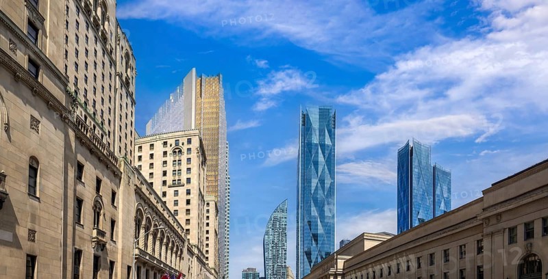 Scenic Toronto financial district skyline and modern architecture