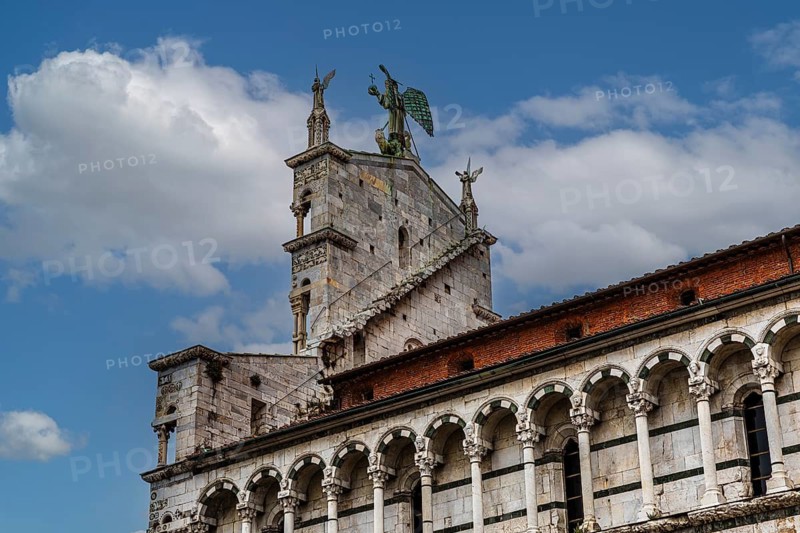 Facade of the church of San Michele in Foro, historic city centre, Lucca, Tuscany, Italy