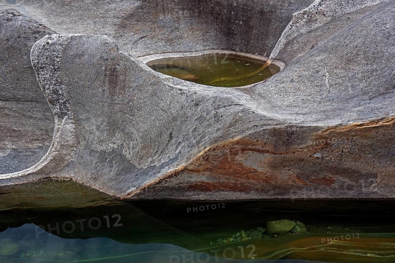 Rocks, rock structures, Verzasca River, near Lavertezzo, Verzasca Valley, Valle Verzasca, Canton Ticino, Switzerland