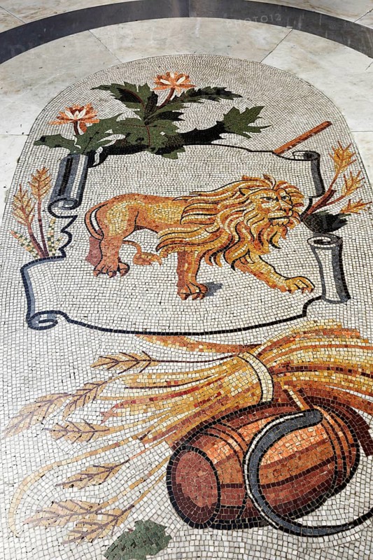 Zodiac sign Leo, floor mosaic in Galleria Umberto I, historic shopping arcade, Naples, Province of Campania, Italy