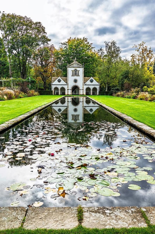 Autumn Colours over Bodnant House and Garden, Conwy River, Colwyn Bay, Conwy, Wales, UK