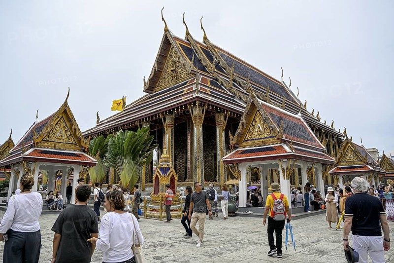 Tourists at Wat Phra Kaew, Temple of the Emerald Buddha, Bangkok, Thailand
