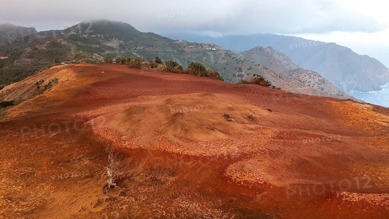 Various colourful rock layers in the rock, La Gomera, Canary Islands, Spain