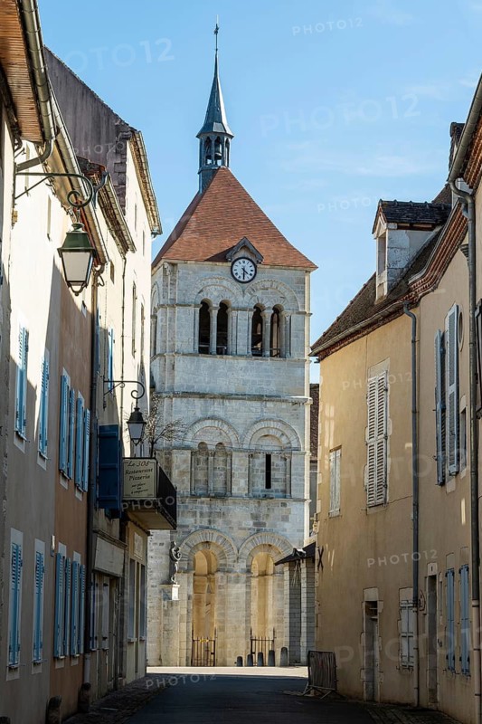 Ebreuil village, Saint-Leger benedictine abbey, abbey church from the 10th century, Allier department, Auvergne-Rhone-Alpes, France
