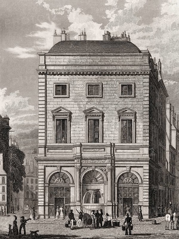 The Fontaine Gaillon, Paris, antique steel engraved print, 1831