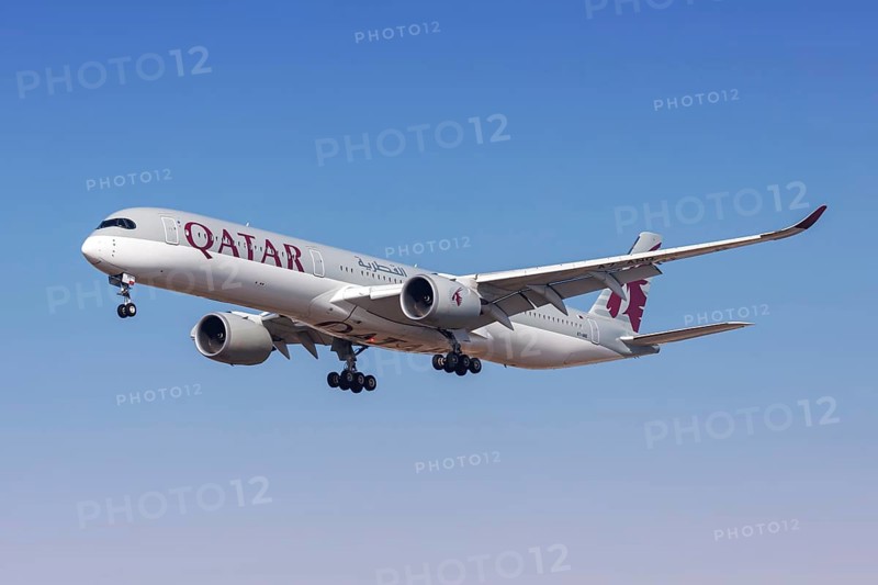 A Qatar Airways Airbus A350-1000 aircraft with the registration number A7-ANQ at Los Angeles Airport, USA