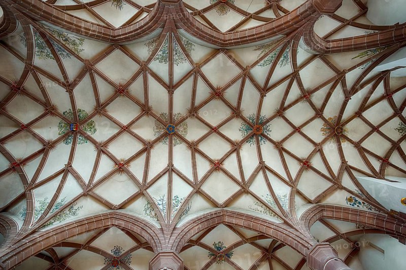 Interior photo, ceiling vault, ceiling, church ceiling, central nave, catholic parish church, St. Peter and Paul city church, Keplerstadt Weil der Stadt, Baden-Württemberg, Germany