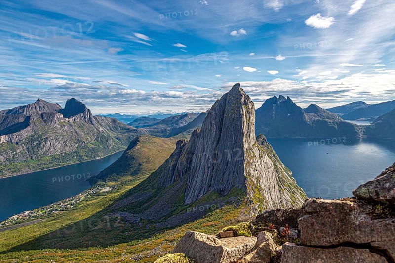 Spectacular view from Hesten of the distinctive Segla mountain in Senja, Norway