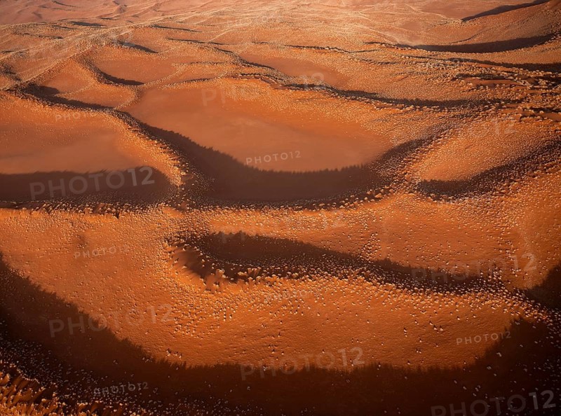 Aerial view, detailed view of a sand dune in the Namib Desert, Namib Naukluft Park, Namibia