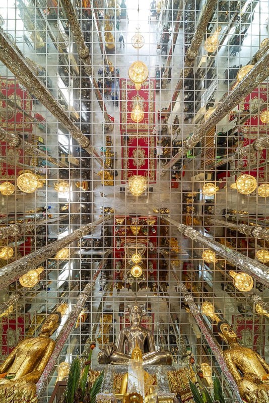 Wihan Kaeo (glass temple) : a breathtaking, mirrored ordination hall, Wat Muang, Ang Thong province, Isan, Thailand