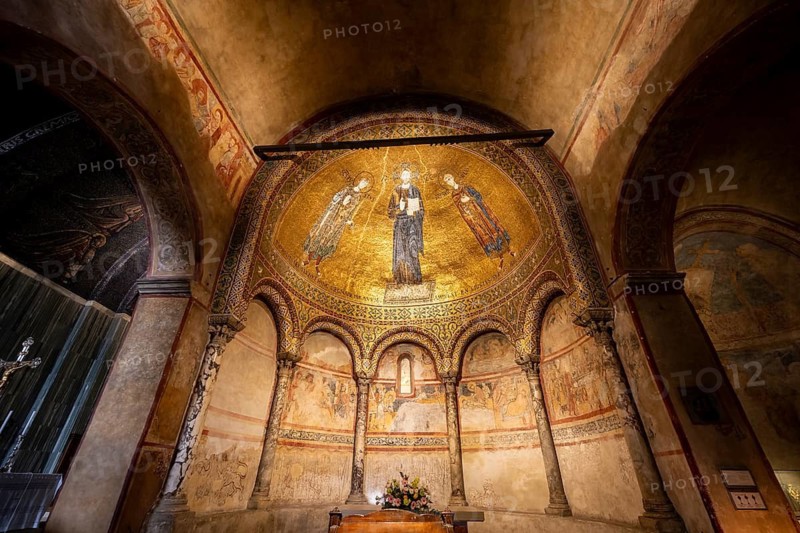Side altar with ornate mosaics, San Giusto Martire Cathedral, Trieste, Friuli-Venezia Giulia region, Italy
