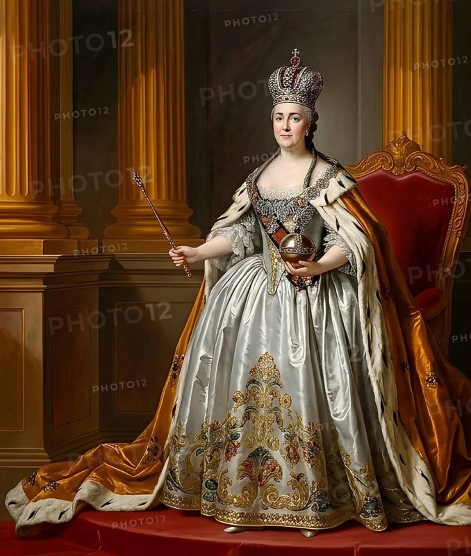 Catherine the Great, Catherine II, Russian Tsarina, Moscow, Saint Petersburg, Russian Empire, historical figure, Princess Sophie Auguste Friederike of Anhalt-Zerbst, illustration, presentation, digitally edited