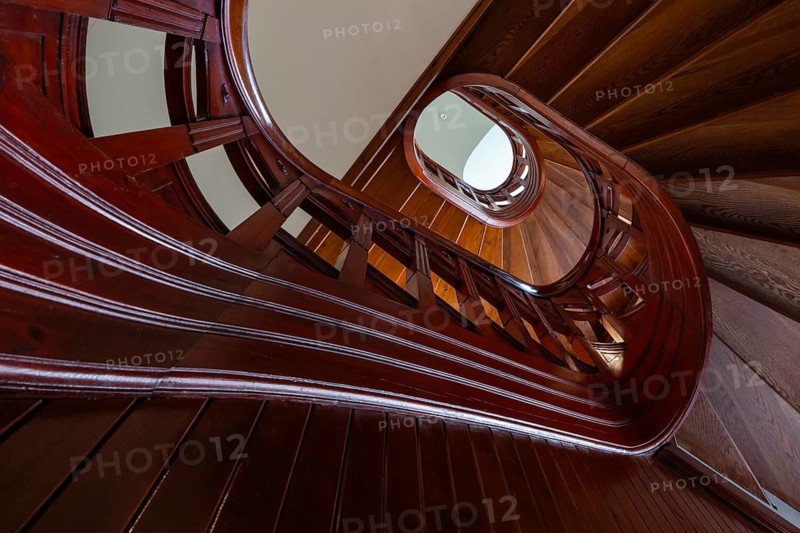 Art Nouveau stairwell at the Schwanenapotheke (Svaneapoteket), the Jugendstilsenteret og KUBE Museum, Ålesund, Møre og Romsdal County, Norway
