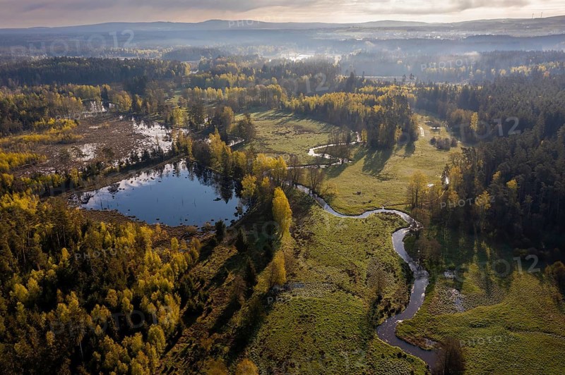 Bavaria, Upper Palatinate, Tirschenreuth, Waldnaab, Waldnaabaue, wild pastures Waldnaabaue, aerial view, aerial view