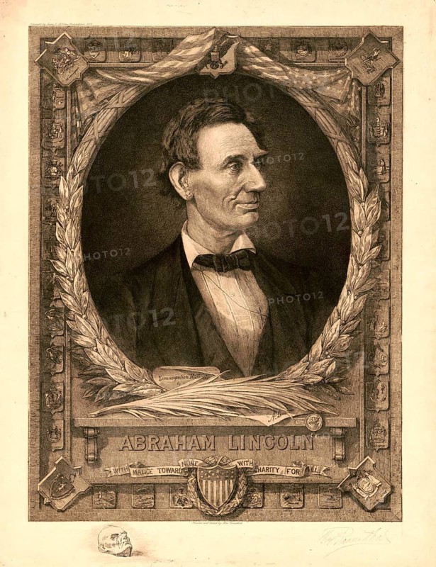 Abraham Lincoln (born 12 February 1809 near Hodgenville, died 15 April 1865 in Washington, D.C.) served as the 16th President of the United States of America from 1861 to 1865. First elected in 1860, he was re-elected in 1864 for a second term. He was the first President from the Republican Party and the first to be assassinated, an authentic, digitally restored reproduction of a 19th-century original, exact date of the image unknown, historical