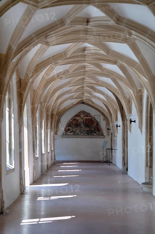 Interior view, cloister, Blaubeuren Abbey, Swabian Jura, Baden-Württemberg, Germany