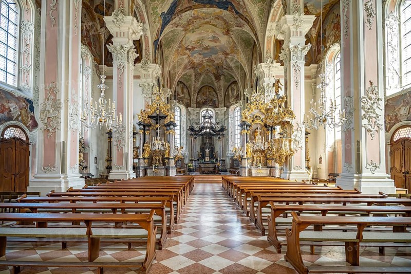 Interior of St. Peter's Catholic Church in Mainz, Rhineland-Palatinate, Germany