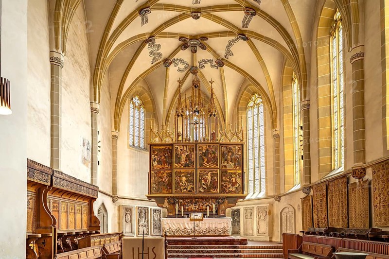 The late Gothic winged altar of St. Margaret's Church in Medias or Mediasch, Transylvania, Romania